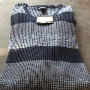 Men’s new w tags blue and grey striped long sleeve sweater